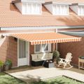 vidaXL Sklopná markíza Žltá a oranžová 450 × 300 cm Tkanina a hliník