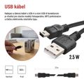 Nabíjací a dátový kábel USB-A 2.0 / mini USB-B 2.0, 2 m, čierny