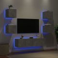 vidaXL 6-dielne TV nástenné skrinky s LED betónovo sivé kompozit.drevo