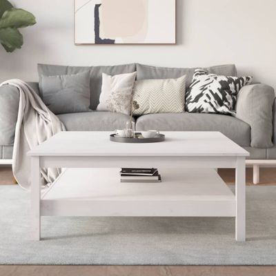 vidaXL Konferenčný stolík biely 100x100x40 cm masívne borovicové drevo