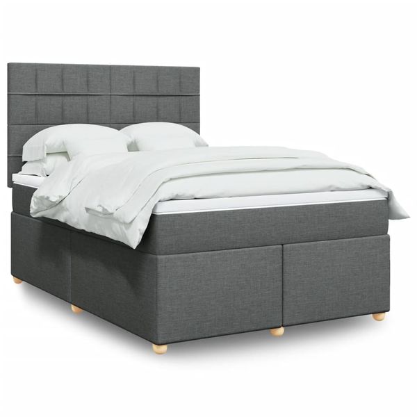 vidaXL Boxspring posteľ s matracom tmavosivá 160x200 cm látka