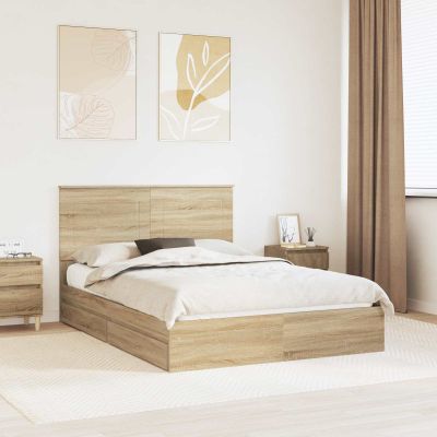 vidaXL Úložná posteľ Sonoma dub 140 x 200 cm Kompozitné drevo