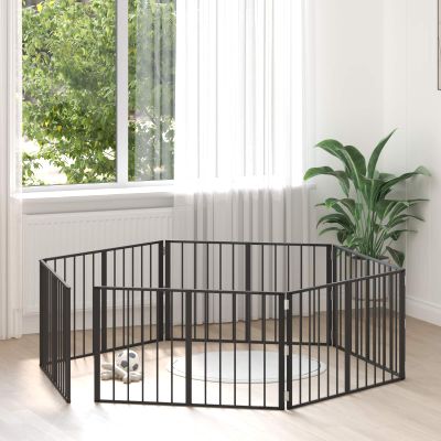 vidaXL Psia brána 6 pcs Čierny 100 x 60 cm Pozinkovaná oceľ