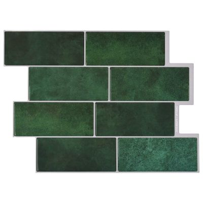 vidaXL Subway dlažba 10 pcs Tmavozelená 29 x 21 cm Polyuretán a PET