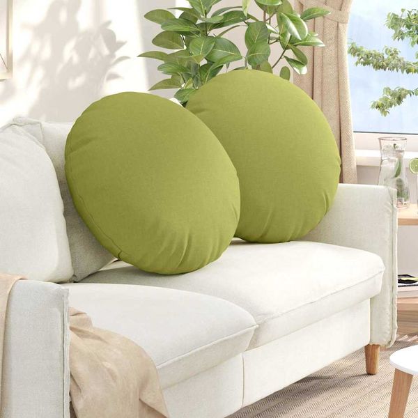 vidaXL Vankúše na sedenie 2 pcs Svetlo zelená Ø60 x 21 cm látka