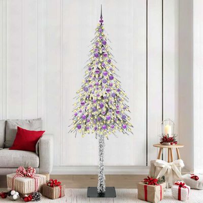 vidaXL Vianočný stromček s 300 LED-i Biela 210 cm PE a oceľ