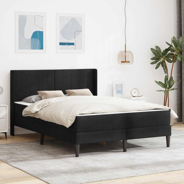 vidaXL Rám postele s matracom Čierna 140 x 190 cm Zamat
