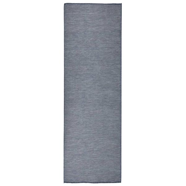 vidaXL Vonkajší koberec s plochým tkaním 80x250 cm modrý