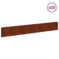 vidaXL Obrubník trávnika 20 ks 100 x 15 cm Oceľ Hrdzavý