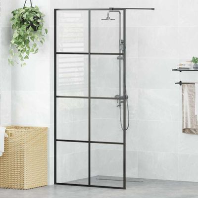 vidaXL Sprchová zástena z priehľadného ESG skla 90x195 cm čierna