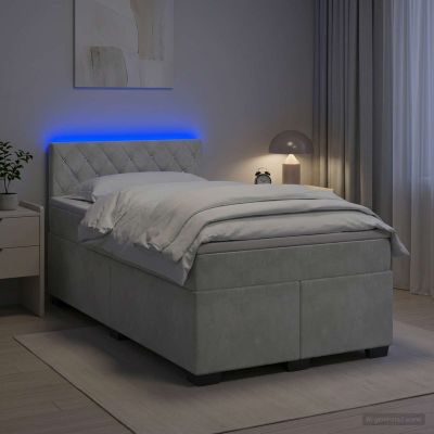 vidaXL Posteľ boxspring s matracom Svetlosivá 120 x 200 cm Zamat