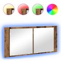 vidaXL Zrkadlový kabinet s LED Staré drevo 100 x 12 x 45 cm