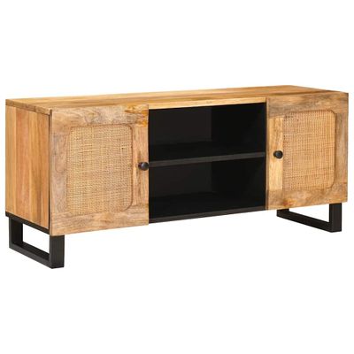 vidaXL TV skrinka s dverami Hnedá 105 x 33 x 46 cm Masívne mango drevo