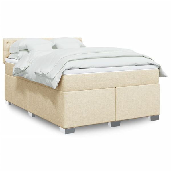 vidaXL Boxspring posteľ s matracom krémový 140x190 cm látka
