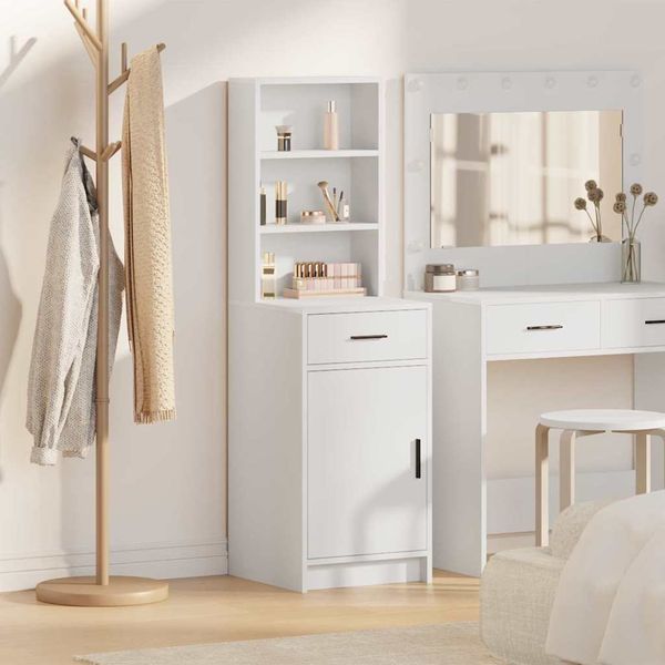 vidaXL Highboard so zásuvkou Biela 40 x 40,5 x 135 cm Kompozitné drevo