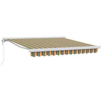 vidaXL Sklopná markíza Zelená a žltá 350 x 250 x 165 cm Textil a kov