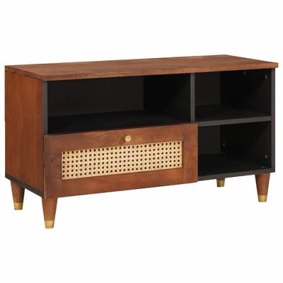 vidaXL TV skrinka Hnedá 80 x 33,5 x 46 cm Masívne mango drevo