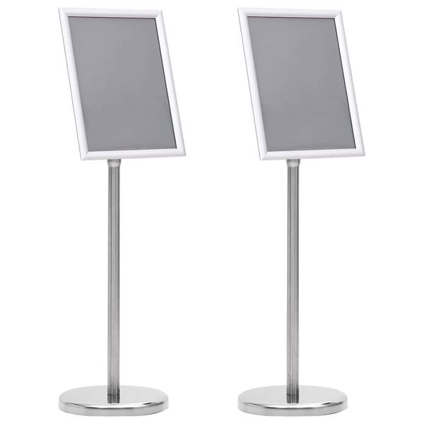 vidaXL Stojany na plagáty 2 pcs Strieborná 32.7 x 24 x 108 cm Hliník
