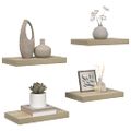 vidaXL Plávajúce nástenné police 4 ks, dubové 40x23,5x3,8 cm, MDF