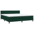 vidaXL Box Spring Posteľ s matracom a LED Tmavo zelená 200x210 cm Zamat