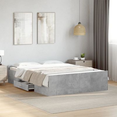vidaXL Posteľný rám so zásuvkami betónovosivý 140x190cm kompozit.drevo