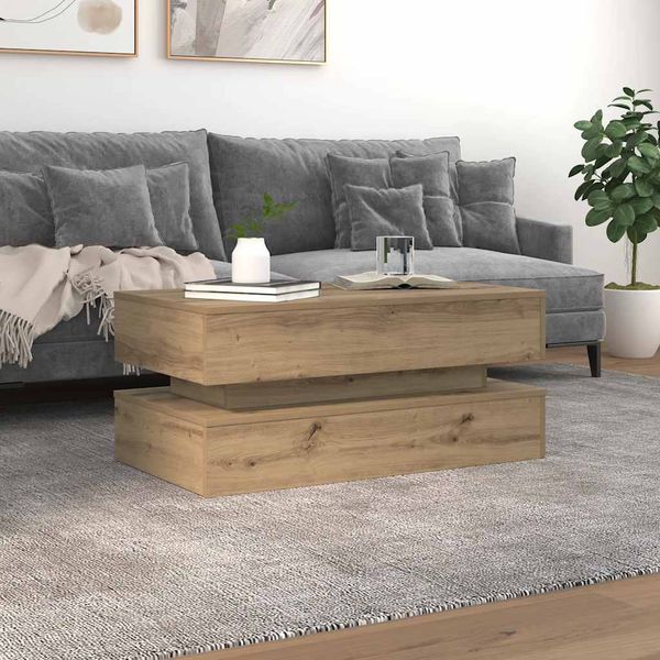 vidaXL Konferenčný stolík s LED svetlami dub artisian 90x50x40 cm
