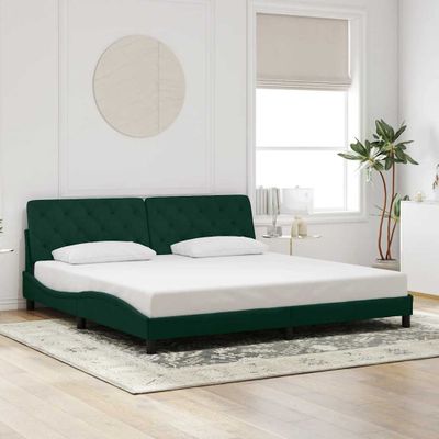 vidaXL Rám postele bez matraca tmavozelený 200x200 cm zamat