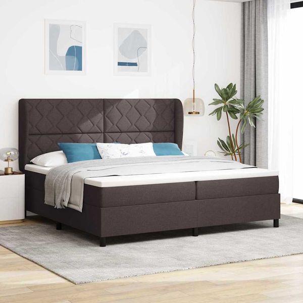 vidaXL Posteľ s pružinovým rámom Tmavo hnedá 200 x 200 cm látka