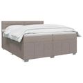 vidaXL LED boxspring posteľ s matracom Sivohnedá 200 x 200 cm Látka