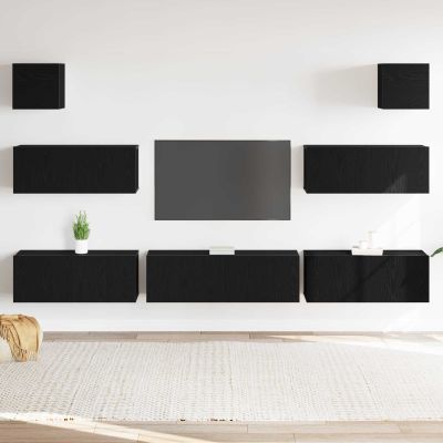 vidaXL Zostava TV skriniek Nástenný 7 pcs Čierny dub 100 x 30 x 30 cm