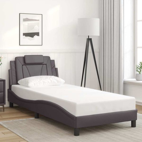 vidaXL Rám postele Viana bez matraca sivý 80x200 cm umelá koža