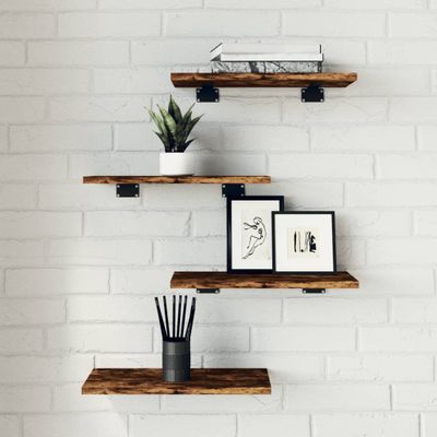 vidaXL Nástenné police 4 ks dymový dub 40x20x1,5 cm kompozitné drevo