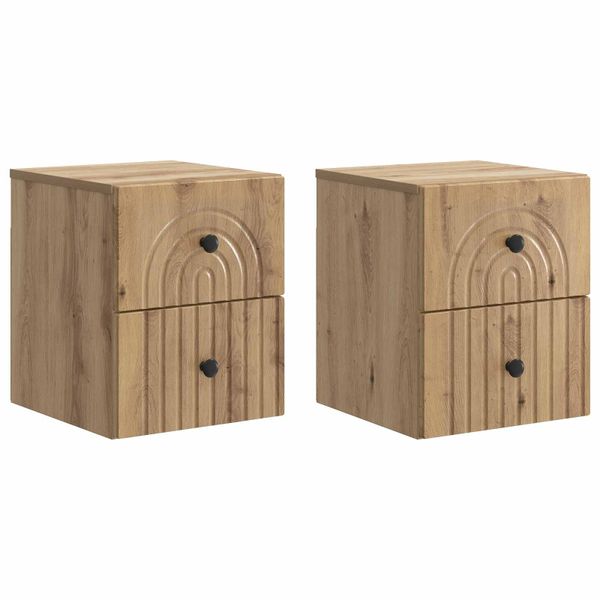 vidaXL Nástenná nočná skrinka 2 pcs Dub artisan 33 x 34,5 x 40 cm