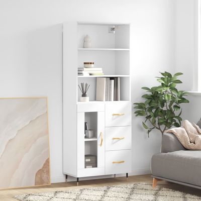 vidaXL Vysoká skrinka biela 69,5x34x180 cm spracované drevo