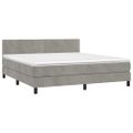 vidaXL Posteľný rám boxsping s matracom bledosivý 160x200 cm zamat