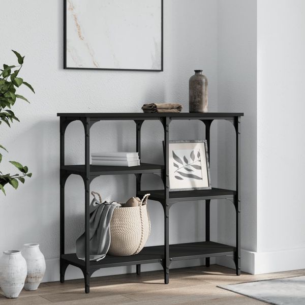 vidaXL Konzolový stolík čierny 80x29x75 cm kompozitné drevo