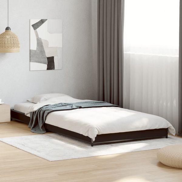 vidaXL Posteľný rám čierny 90x200 cm kompozitné drevo a kov