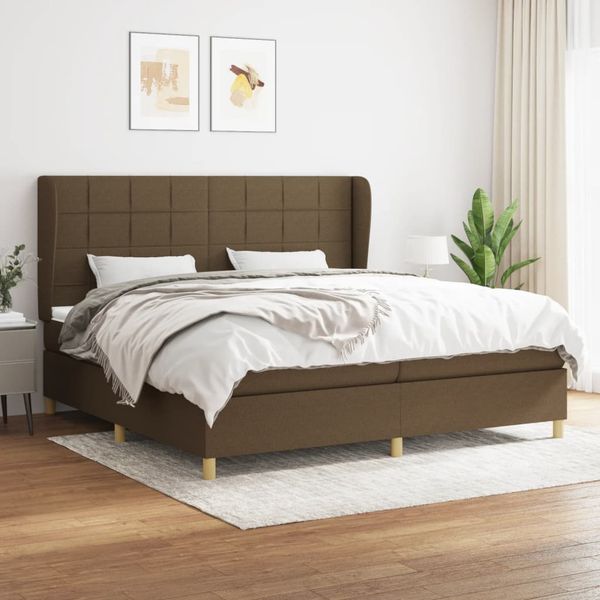 vidaXL Boxspring posteľ s matracom tmavohnedá 200x200 cm látka