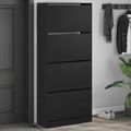 vidaXL Botník so 4 výklopnými zásuvkami čierny 80x34x187,5 cm