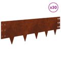 vidaXL Obrubník trávnika 30 ks 100 x 30 cm Oceľ Hrdzavý