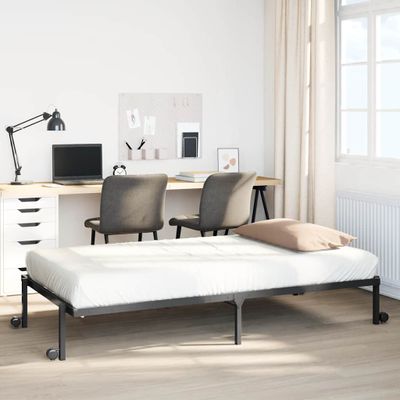 VidaXL Rám postele bez matraca Skladací Čierna 107x203 cm Oceľ