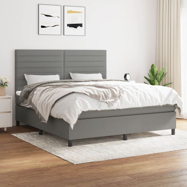 vidaXL Boxspring posteľ s matracom tmavosivá 180x200 cm látka
