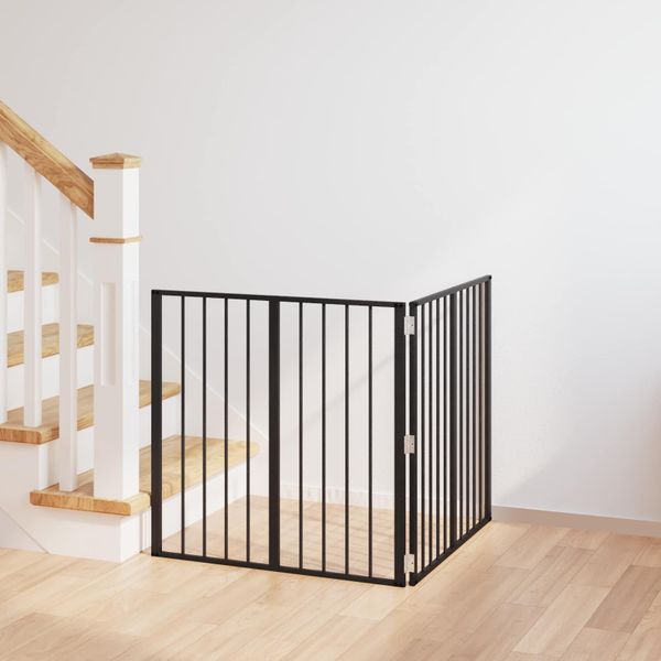 vidaXL Psia brána 2 pcs Čierny 80 x 80 cm Pozinkovaná oceľ