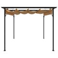 vidaXL Pergola so zaťahovacou strechou sivohnedá 3x3 m oceľ 180 g/m²