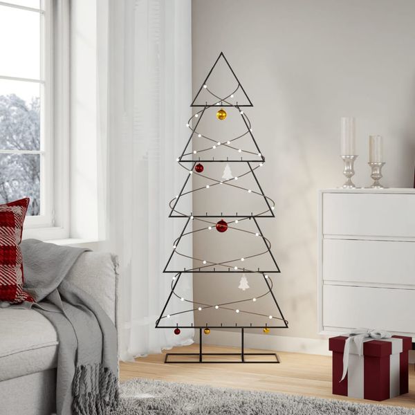 vidaXL Kovový vianočný dekoratívny stromček čierny 150 cm