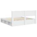 vidaXL Posteľový rám s úložným priestorom a čelom Biela 200 x 200 cm