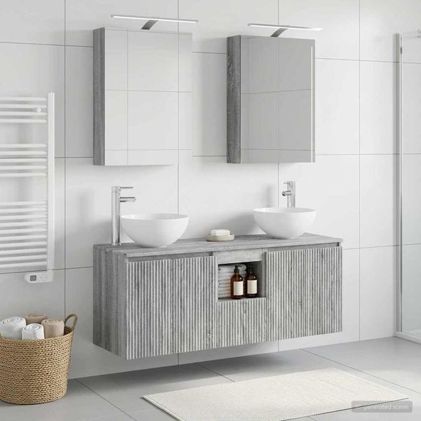 vidaXL Set kabinetov do kúpeľne 5 pcs Sivý Sonoma 50 x 14,5 x 70 cm