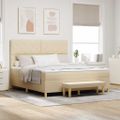 vidaXL Posteľ s pružinovým rámom s vankúšom Krémová 200 x 180 cm látka