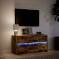 vidaXL TV stolík s LED dymový dub 100x34x50 cm kompozitné drevo