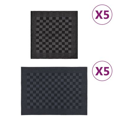 vidaXL 10-dielna súprava uterákov čierno-sivá bavlna